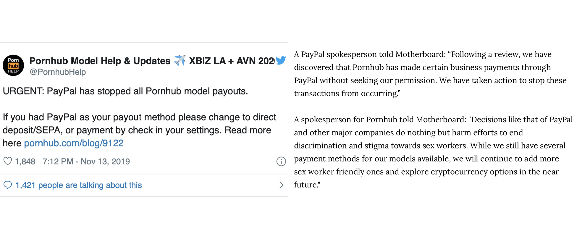 PayPal Halts Pornhub Model Payouts – YNOT CAM